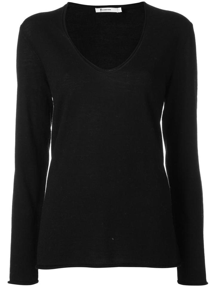 T By Alexander Wang Scoop Neck Sweatshirt, Women's, Size: Xs, Black, Merino