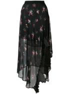 Pinko Floral Print Ruffle Skirt - Black
