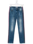 Msgm Kids Teen Side Appliqués Jeans - Blue