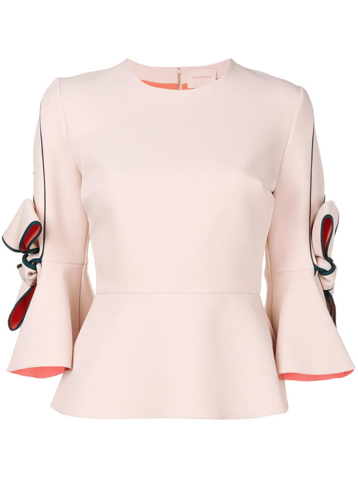Roksanda Flared Bow-sleeve Blouse - Pink & Purple