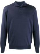 Canali Knit Polo Jumper - Blue
