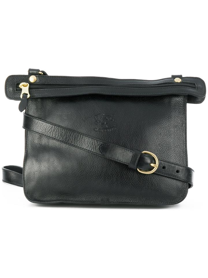 Il Bisonte Brand Embossed Crossbody Bag - Black