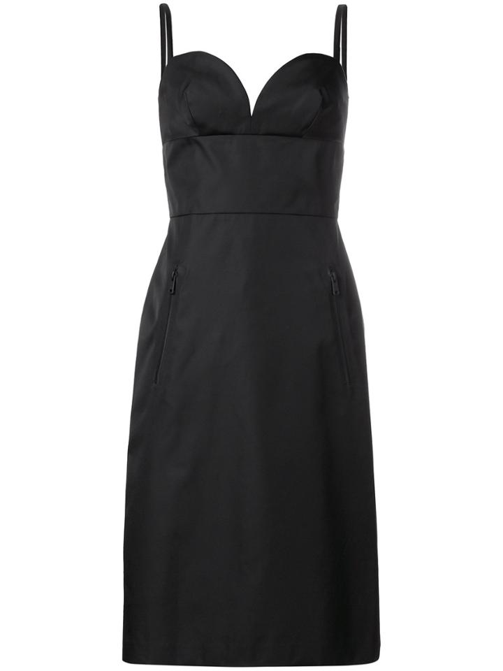 Prada Sweetheart Neck Midi Dress - Black