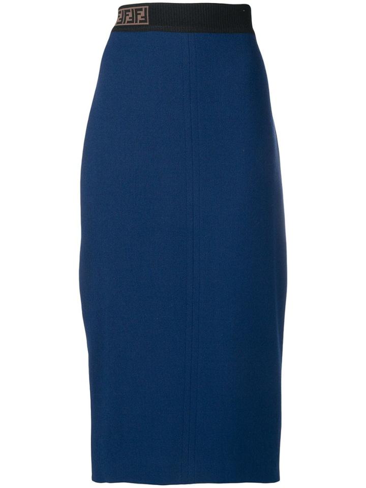 Fendi High Waisted Fitted Skirt - Blue