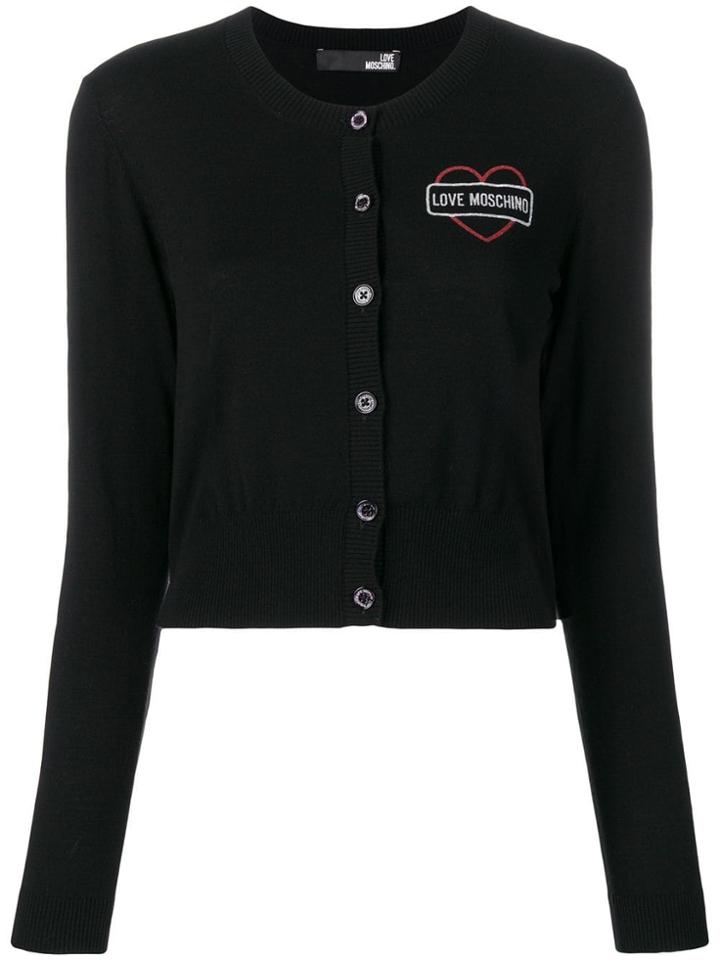 Love Moschino Heart Print Button Cardigan - Black