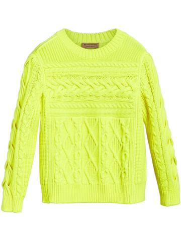 Burberry Aran Knit Wool Cashmere Sweater - Yellow & Orange