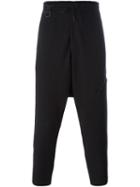 Y-3 Drop-crotch Track Pants, Men's, Size: Medium, Black, Polyester/wool