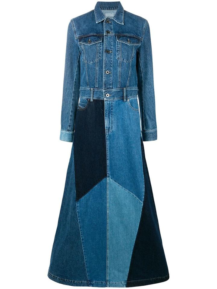 Diesel Black Gold Long Patchwork Denim Dress - Blue