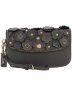 Coach Tea Rose Applique Clutch - Black
