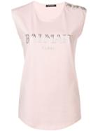 Balmain Logo Print Tank Top - Pink