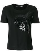 Love Moschino Branded Heart T-shirt - Black