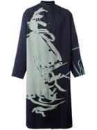 Yohji Yamamoto Patterned Slouch Coat - Blue