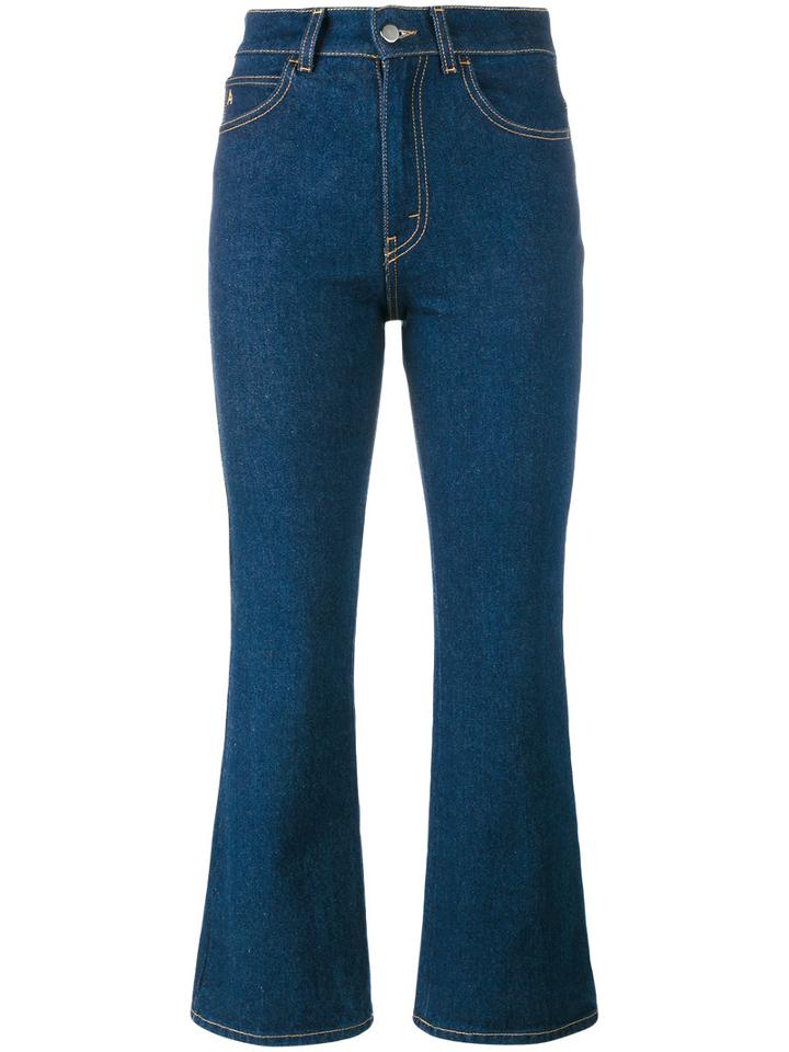 Attico Rosa Cropped Flared Jeans, Women's, Size: 2, Blue, Cotton