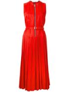Victoria Beckham Zip Front Pleated Dress - Red