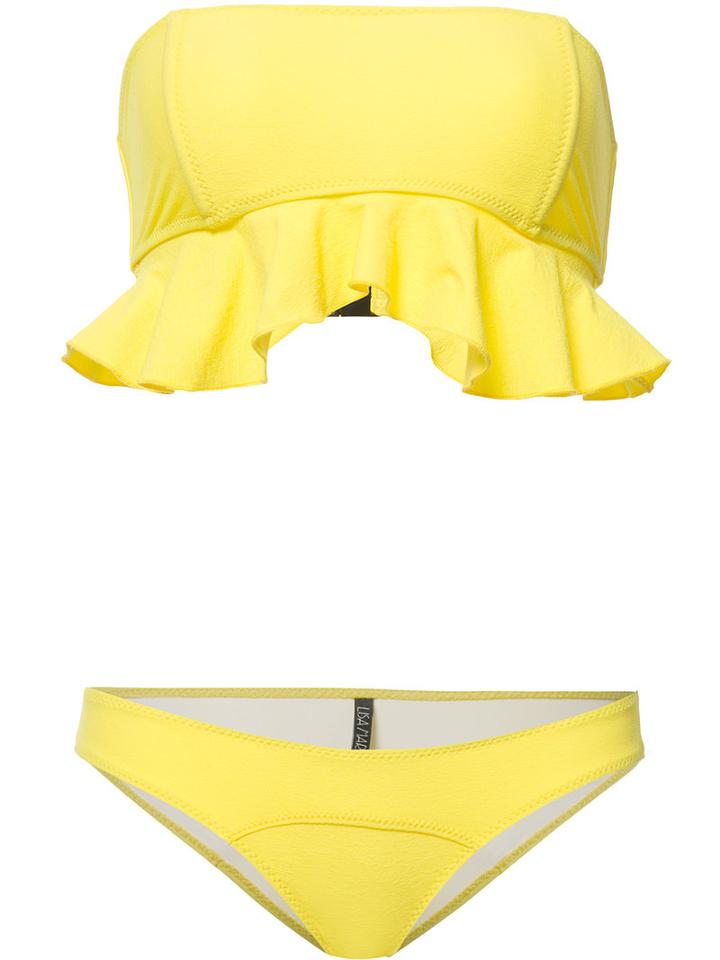 Lisa Marie Fernandez Natalie Flounce Bikini Set, Women's, Size: Iii, Yellow/orange, Nylon/spandex/elastane