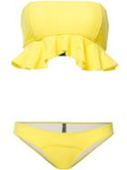 Lisa Marie Fernandez Natalie Flounce Bikini Set, Women's, Size: Iii, Yellow/orange, Nylon/spandex/elastane