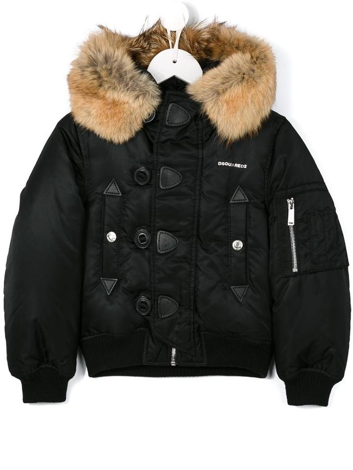 Dsquared2 Kids Fur Hood Padded Jacket, Boy's, Size: 8 Yrs, Black