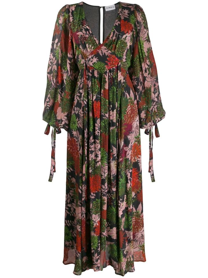 Ainea V-neck Floral Dress - Blue