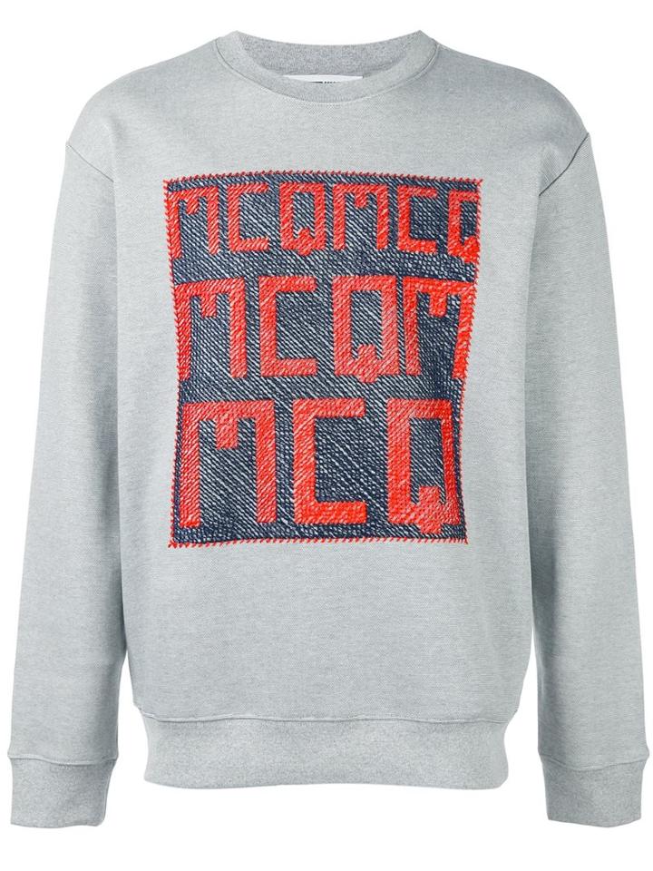 Mcq Alexander Mcqueen Mcq Trompe L'oeil Embrodiery Sweatshirt, Men's, Size: Large, Grey, Cotton/polyester/spandex/elastane