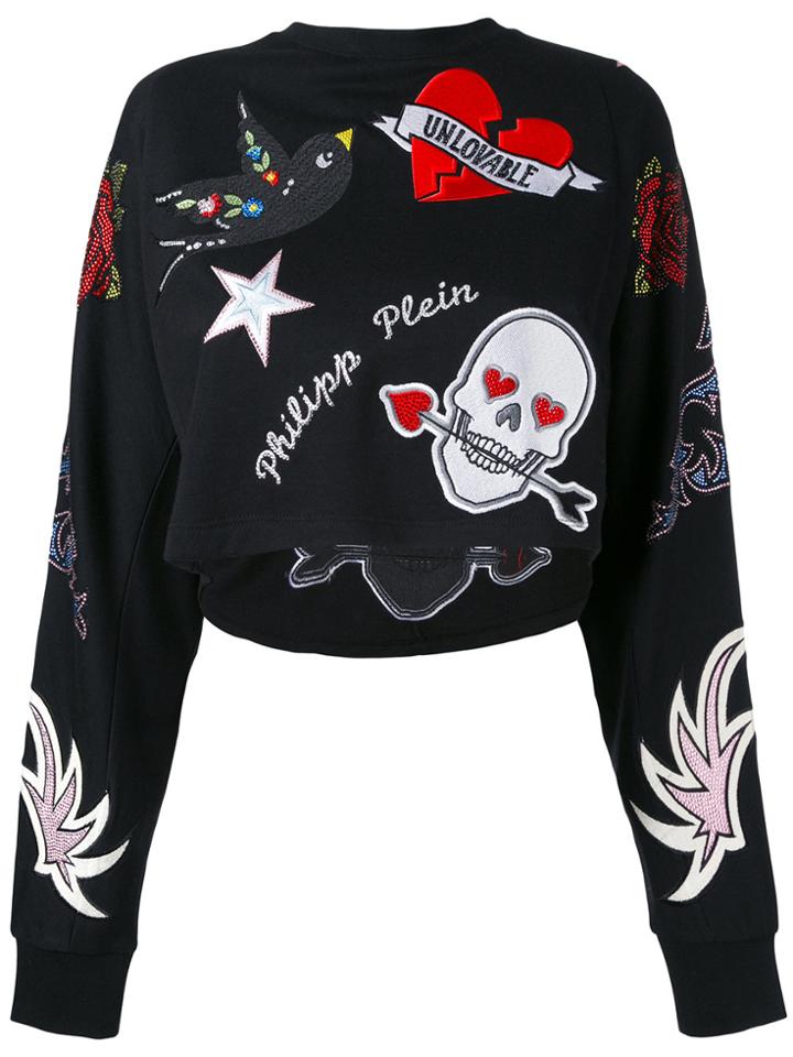 Philipp Plein Appliquéd Sweatshirt - Black