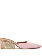 Area Pointed Embellished Pumps - Pink