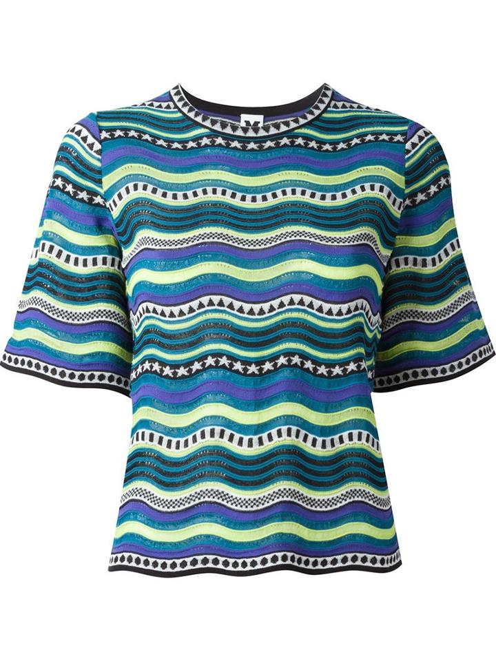 M Missoni Wavy Stripes Knit T-shirt, Women's, Size: 40, Cotton/polyester/viscose/polyamide