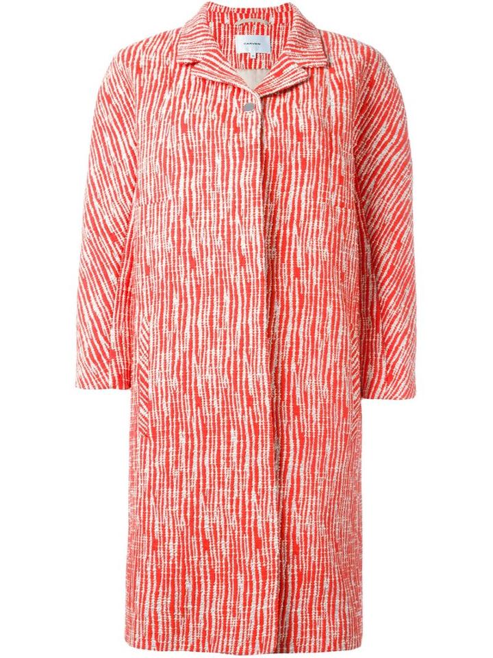 Carven Single-breasted Tweed Coat, Women's, Size: 44, Yellow/orange, Cotton/polyester/spandex/elastane/viscose