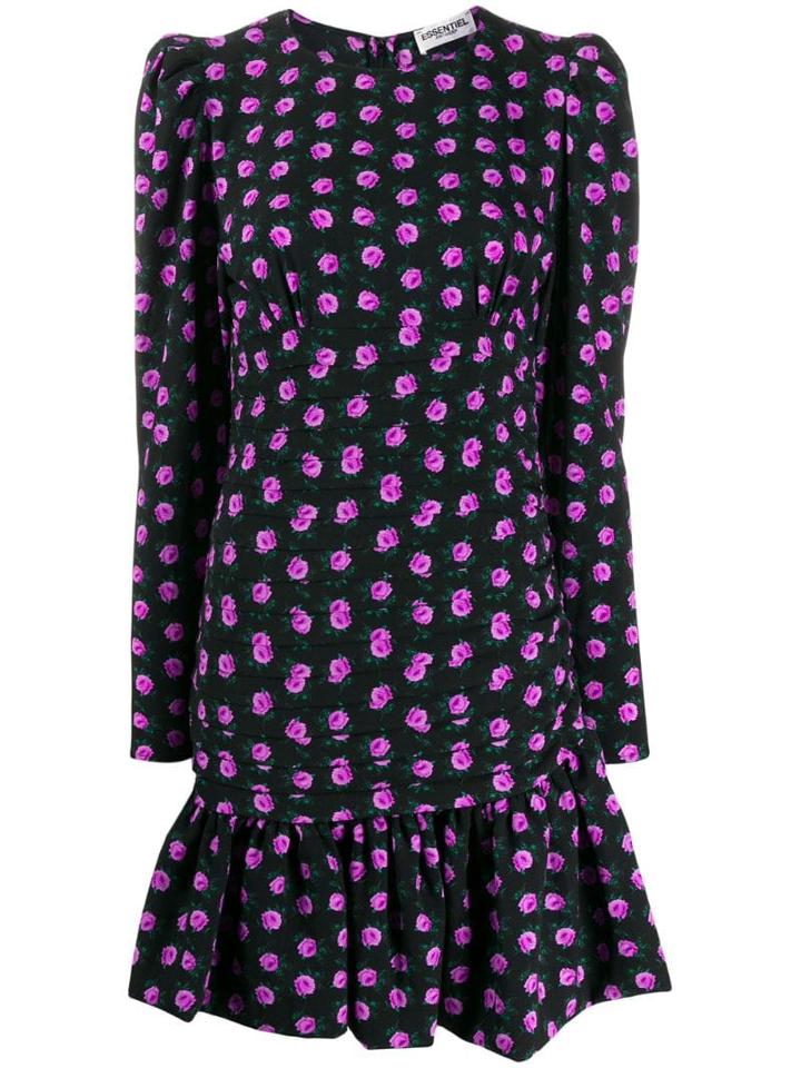 Essentiel Antwerp Short Floral Print Dress - Black