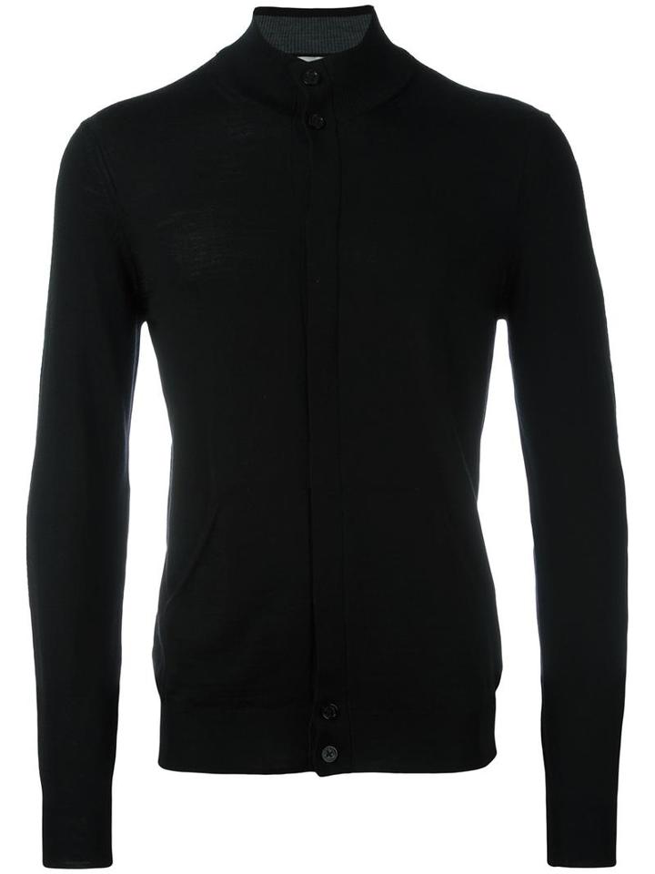 Paolo Pecora Buttoned V-neck Jumper, Men's, Size: Xl, Black, Wool/polyester/polyurethane