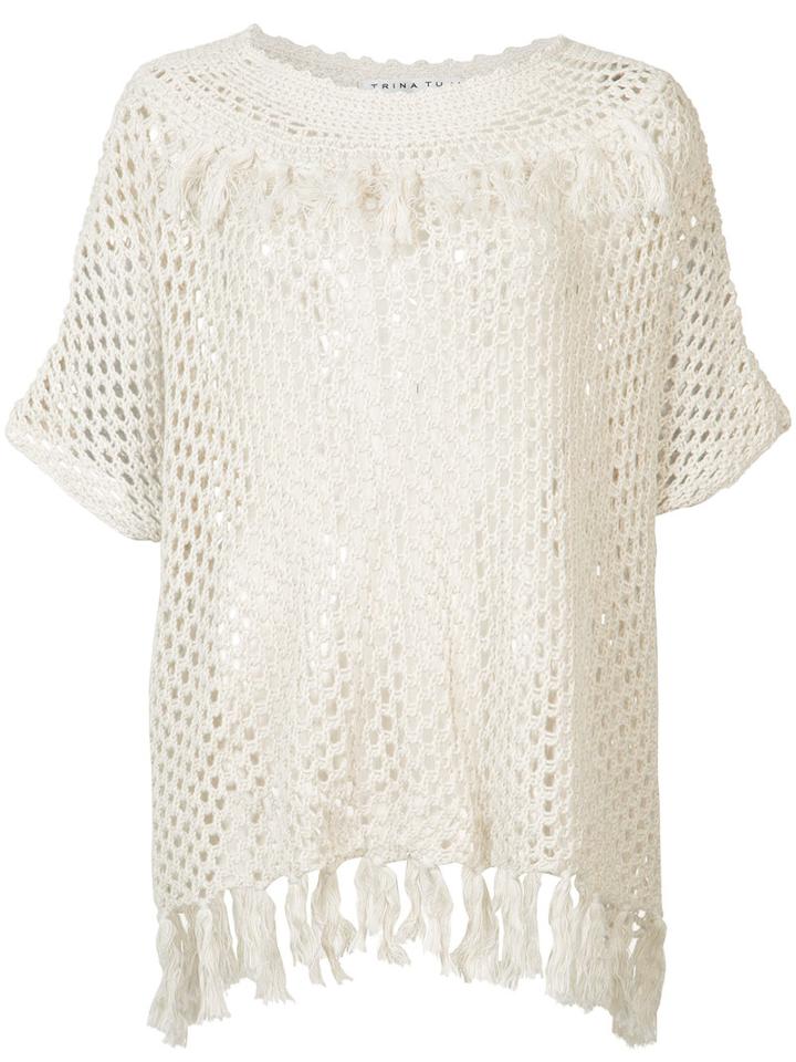 Trina Turk - Sheer Crochet Top - Women - Cotton - Xs, Nude/neutrals, Cotton