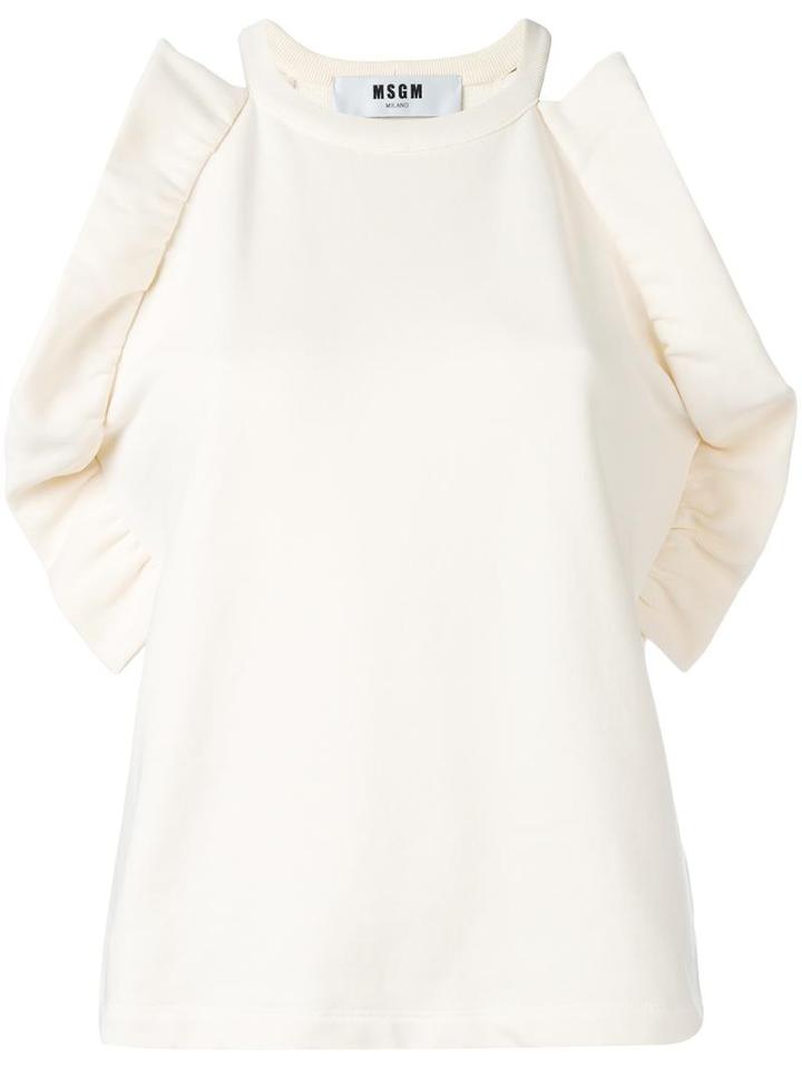 Msgm Ruffled Detail Tank, Women's, Size: Medium, White, Cotton