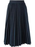 Msgm Pleated A-line Skirt, Women's, Size: 40, Blue, Cotton/polyester/spandex/elastane