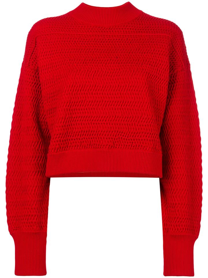 3.1 Phillip Lim Faux-plaited Cropped Pullover - Red
