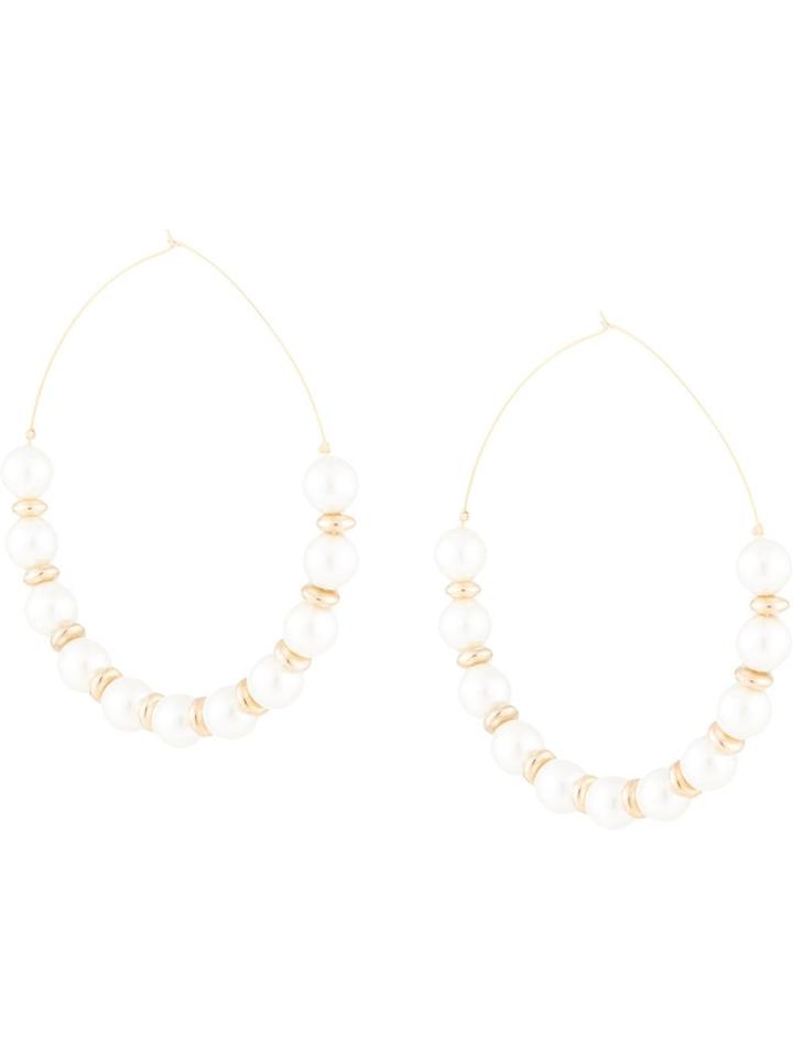 Kenneth Jay Lane Large Hoop Earrings - White