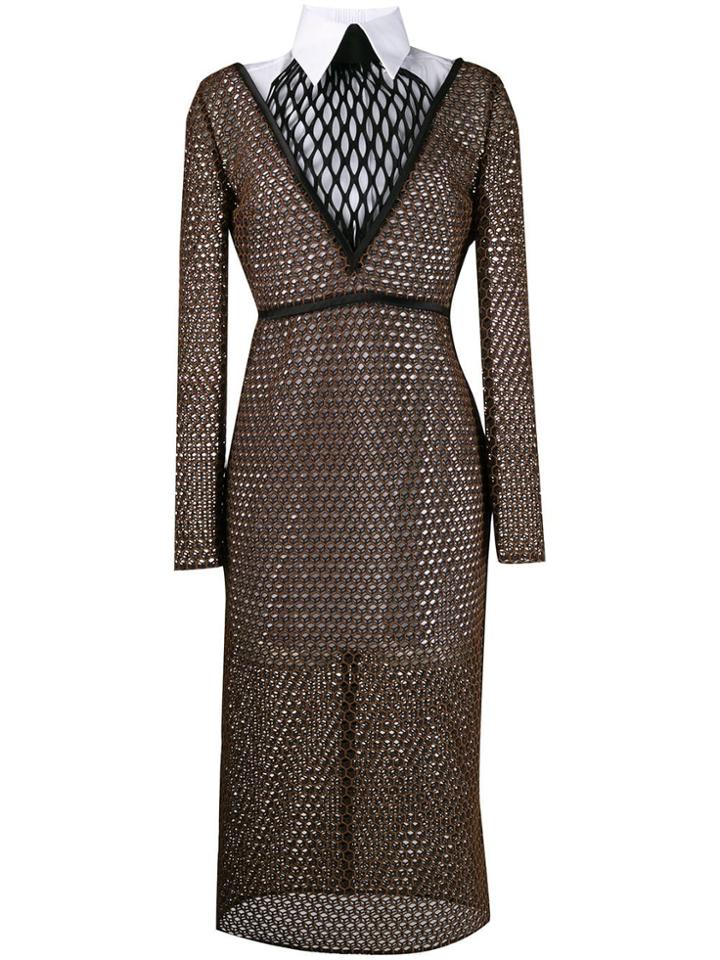 Fendi Double-layered Macramé Dress - Black