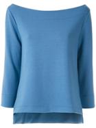 Gloria Coelho Boat Neck Blouse - Blue