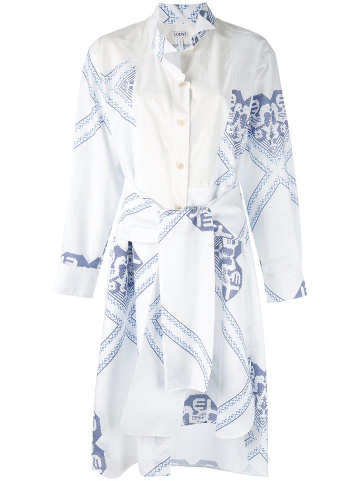 Loewe - Printed Wrapped Shirt Dress - Women - Cotton - 40, White, Cotton