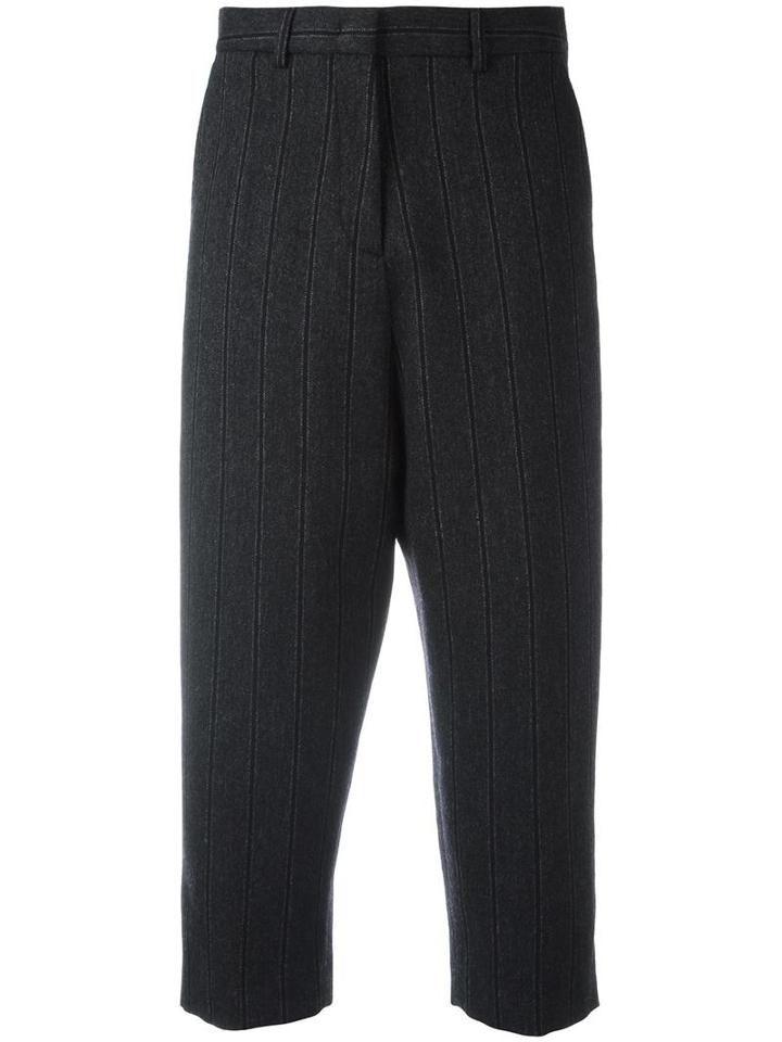 Alberto Biani Striped Cropped Tapered Trousers, Women's, Size: 40, Grey, Cotton/viscose/cashmere/virgin Wool