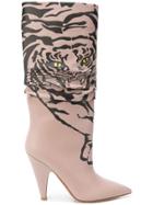 Valentino Tiger Print Boots - Nude & Neutrals
