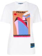 Prada Logo Boat-print T-shirt - White