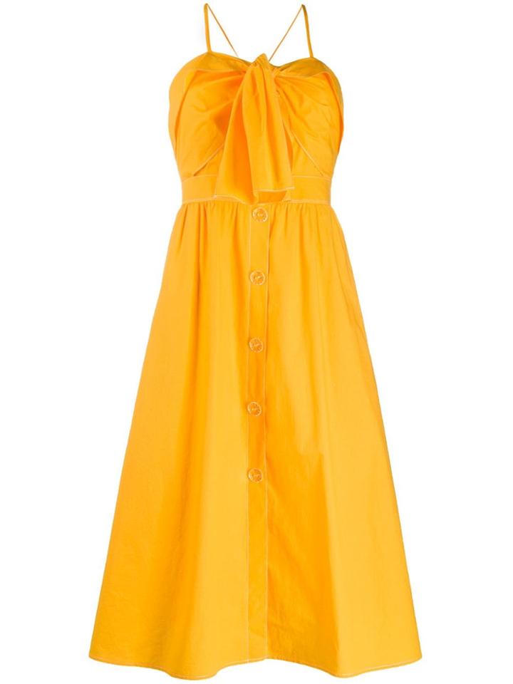 Sjyp Front Tie Midi Dress - Yellow