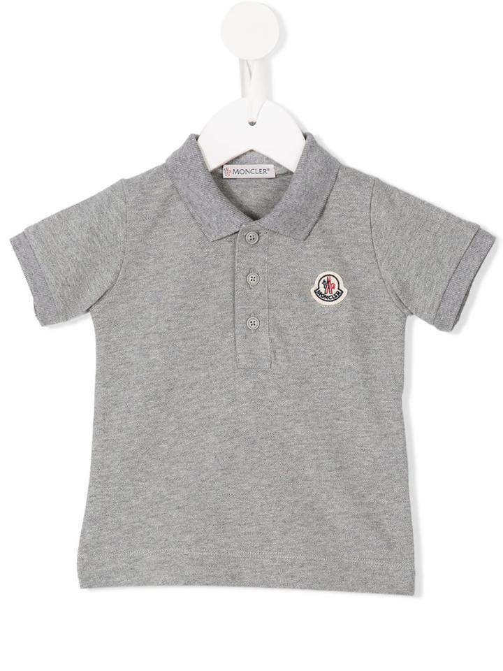 Moncler Kids Embroidered Logo Polo Shirt, Boy's, Size: 18-24 Mth, Grey
