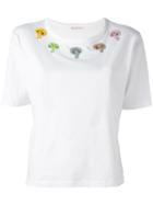 Olympia Le-tan Beaded Mushroom T-shirt, Women's, Size: Small, White, Cotton