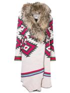Bazar Deluxe Racoon Fur-trimmed Cardi-coat - Red