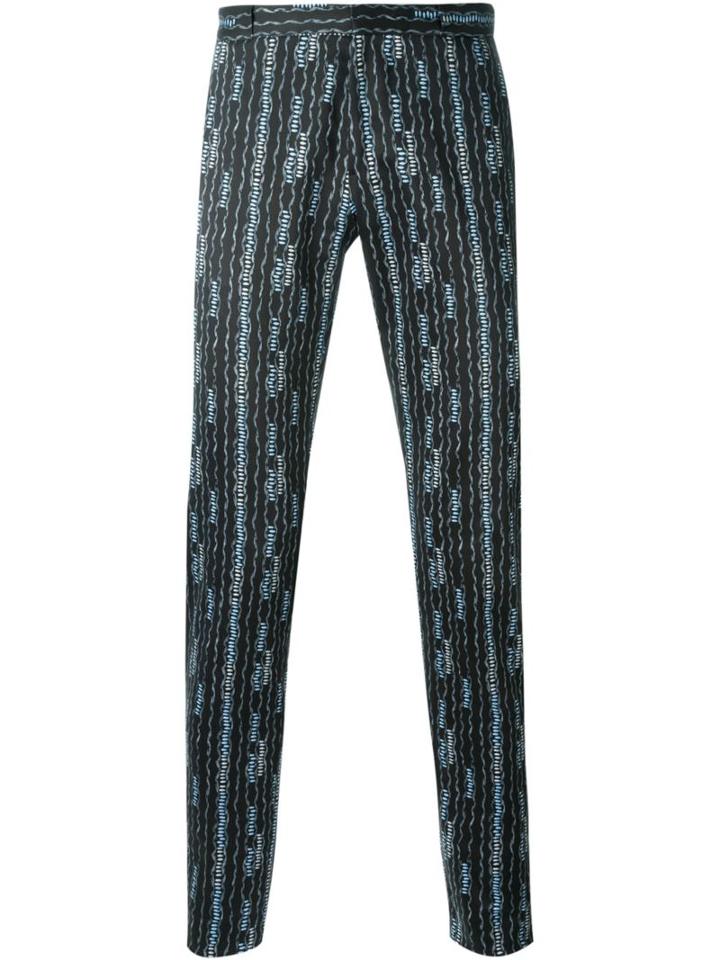 Etro Printed Slim Fit Trousers, Men's, Size: 48, Black, Cotton/spandex/elastane