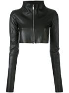 Rick Owens Lilies Cropped Leather Jacket - Black