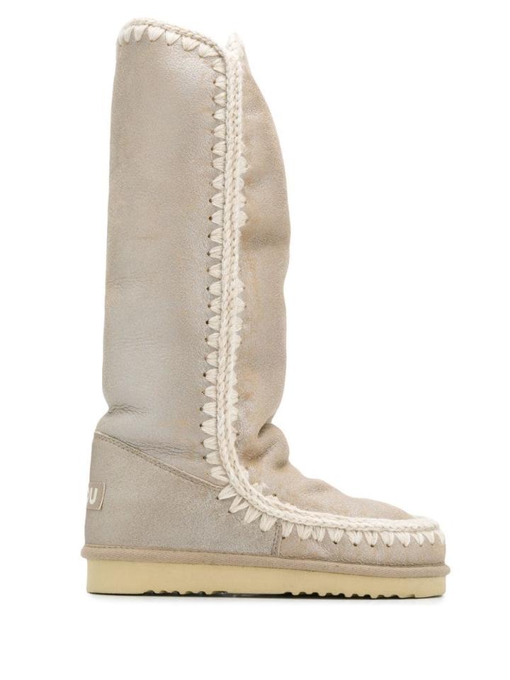 Mou Mou Fw101002b Eskimo Boot 40cm Stme Leather/fur/exotic