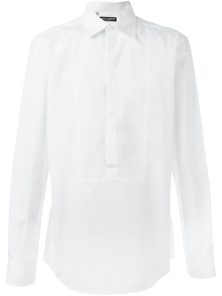 Dolce & Gabbana Bib Shirt, Size: 43, White, Cotton