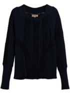 Burberry Two-tone Cable Knit Jumper - Blue