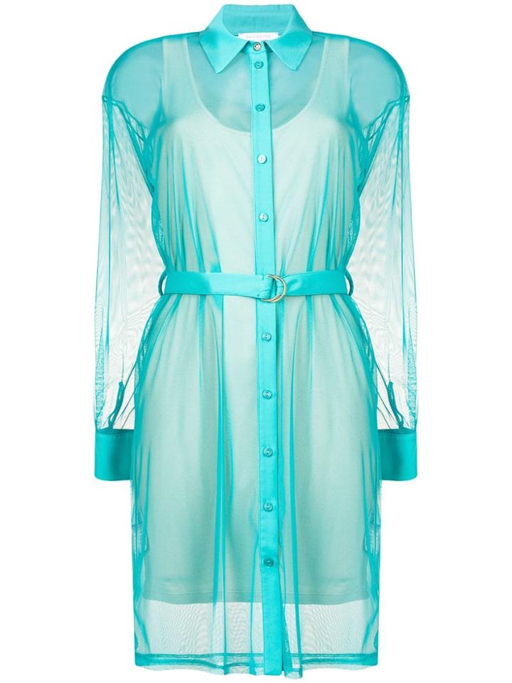 Patrizia Pepe Sheer Shirt Dress - Blue